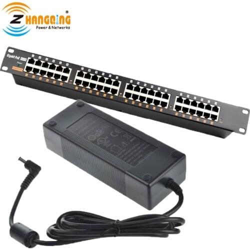 24Port Rack Mount Gigabit PoE injector load balancing with 24V 120W Power Supply for Ubiquiti, MikroTik, 24V PoE Devices