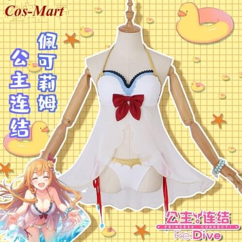 Hot Game Princess Connect! Re:Dive Pecorine Cosplay Costume White Swimsuit Full Set Female Party Role Play Clothing S-XL