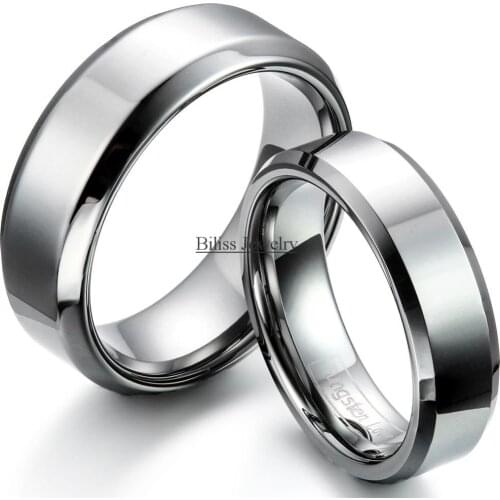 Hot 6mm/8mm Tungsten Carbide ring Silver Color Wedding Rings for Women Men Comfort Fit Polished Shiny Beveled-edge - 1PCS