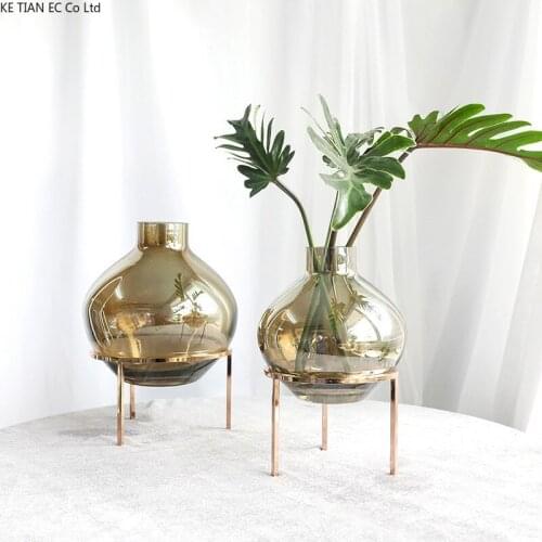 Creative Glass Vase Luxury Phnom Penh Hydroponic Flower Arrangement with Shelf Living Room Dining Table Tall Vase Home Ornaments