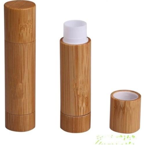20pcs/lot 5ml Round Natural bamboo lip balm container lipstick tube DIY cosmetic lip gloss bottle makeup lip stick tube