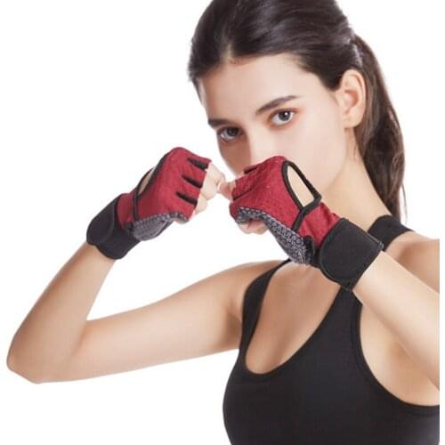 Summer Cycling Gym Gloves Women 2021 Red Hollow Horizontal Bar Gloves Fingerless Mittens Bodybuilding Glove for Men Breathable