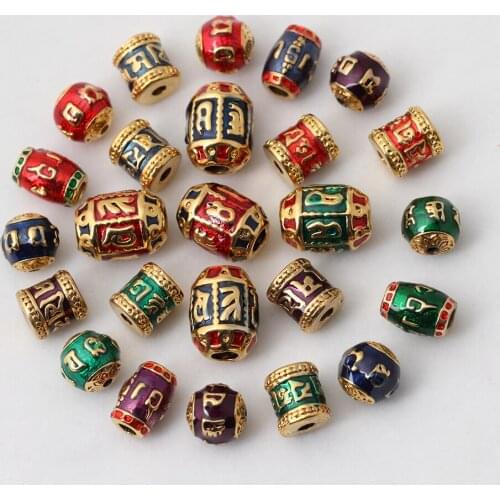 Copper gilded 24K enamel accessories barrel beads waist beads rice beads loose beads diy Xingyue Bodhi accessories