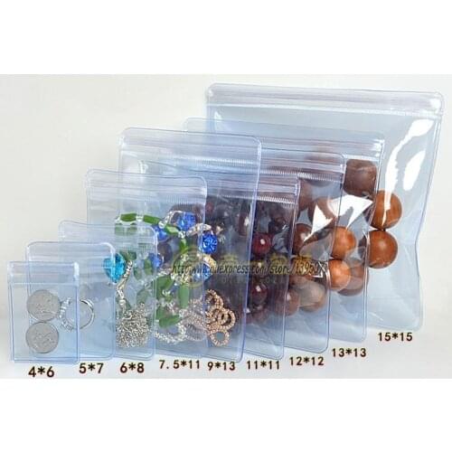 Free Shipping 50pcs/lot Thicken PVC Jewelry Bags Ziplock Bag Gift Packaging Pouch for Earring Ring Pendant Bracelet Necklace