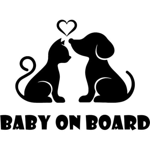 Beautiful Car Sticker Cat Dog Pet Love Creative Trunk Decal Baby Car Fashion Car Sticker Creative Anti-UV Waterproof Black/white