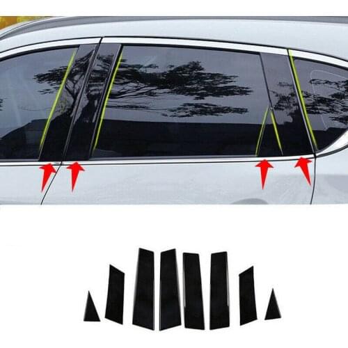 8pcs/Set Black Mirror Effect Car Window Pillar Cover Posts Trim For Nissan Qashqai 2016-2018 jfs Middle BC Column Car Sticker