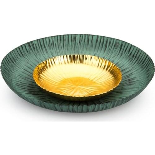 Porio Inside Gold Green Wall Plate 53cm