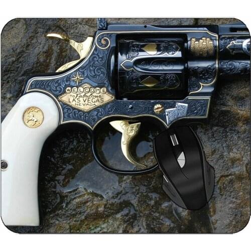 Office Mouse Pad Weapon Colt Revolver Pistol Mouse Pad With Stitched Edges