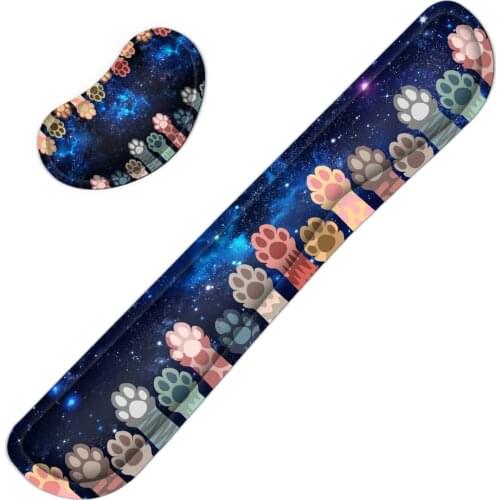 Keyboard Wrist Rest Pad Support Pad Set Anti-skid Ergonomic Wrist Cushion Support with Memory Foam