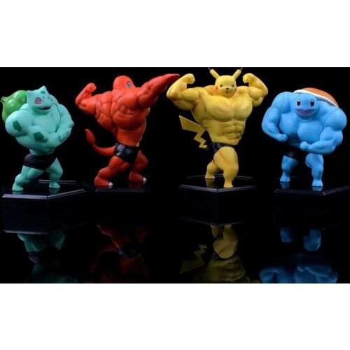 Pokemon muscle Pikachu Squirtle Charmander Bulbasaur PVC Action Figure 130mm Pokemon Go Anime Figurine Toys