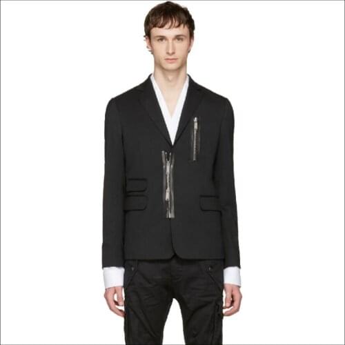 S-6xl 2021 New Plus Size Men Clothing Personality Zipper Slim Suit Jackets Hairstylist Nightclub Dj Singer Blazers Coat Costumes