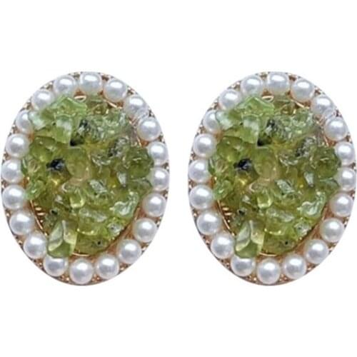 FYSL Light Yellow Gold Color Irregular Shape Many Style Stone Stud Earrings with Pearls for Women Jewelry