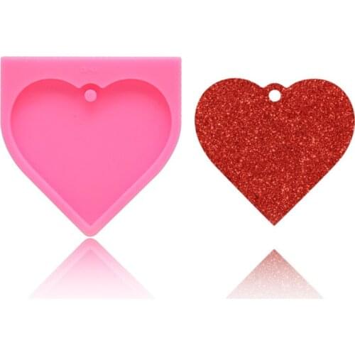 Heart Shape Keychain Silicone Mold with Hole for DIY Pendant Resin Casting Mold Fondant Mould Crafts