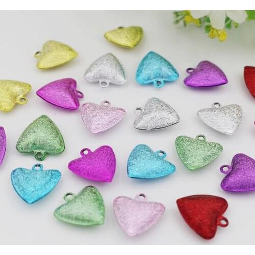 Mix Color Heart Style Scrub Jingle Bell Charms Necklace Pendant Accessories Jewelry Craft Findings