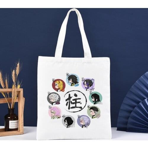Kimetsu No Yaiba Shopper Shopping Bag Anime Demon Slayer Eco Daily Use Foldable Handbag Tote Bag Handbags Harajuku Shoulder Bags