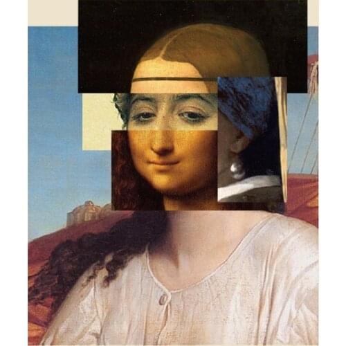 Iron On Transfer Patch Oil Painting Thermal Vinyl Heat Transfer Patches For Clothes Women Lady Patch Applique Sticker