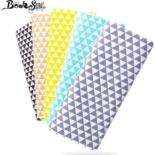 Booksew Gray Triangle Design Cotton Twill Fabric Material Soft Cloth Bed Sheet Home Textile Sewing Patchwork High quality Tissue