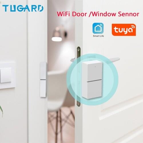 Tugard Tuya Smart WiFi Door Sensor Door Open / Closed Detectors Support Alexa Google Home Smartlife Window Sensor Security Alarm