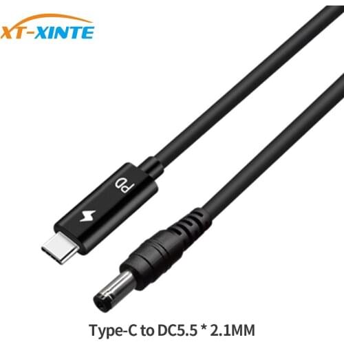 XT-XINTE USB 3.1 TYPE C to DC 5.5*2.1 / 4.8*1.7mm Laptop Charger DC Jack Power Adapter Cable 1.5M Decoy Trigger PD Charging