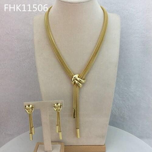 Yuminglai Dubai Jewelry Sets Simple Jewelry for Women Necklace with Earrings FHK11506