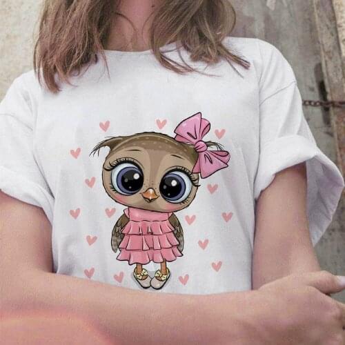 New Arrival Fashion Trend New T-shirt Cute Owl Graphic Printed Female T Shirt Casual Harajuku Round Collar Ladies Tshirt