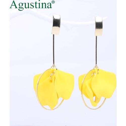 Agustina Flower Earrings For Women Long Earrings Fashion jewelry Geometric Drop Earrings 2020 Handmade Earings Statement Earring