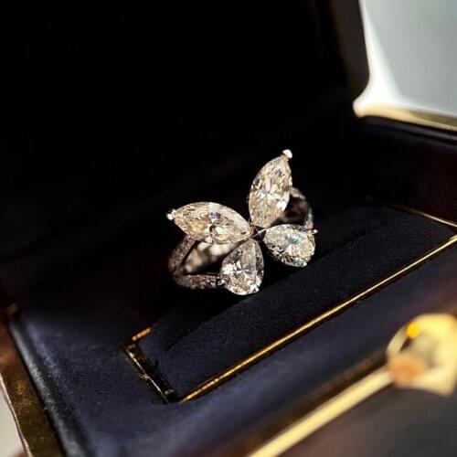 Top C Pure 925 Sterling Silver Jewelry For Women Butterfly Rings Wedding Jewelry Engagement Top Quality Fine Luxury