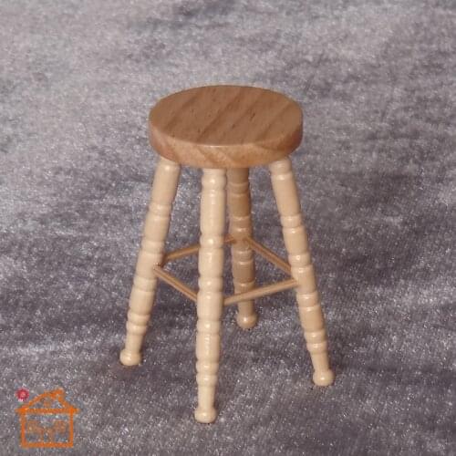 1: 12 Dollhouse Bar Scene Mini High Stool Round Stool Miniature Model