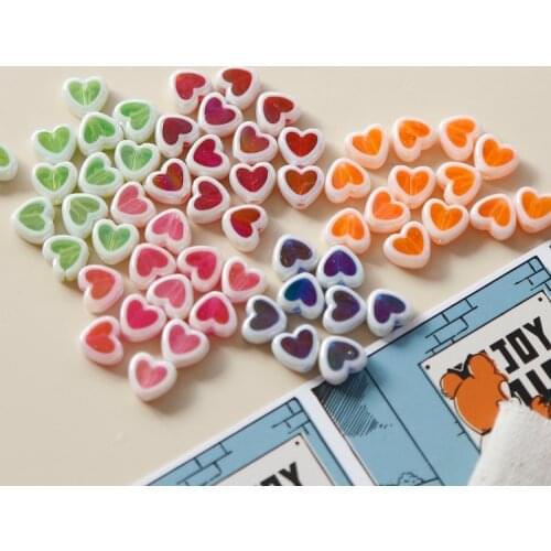 10pieces/lot Girls Laser Gloss Small Love Beads 5 Color into the Acrylic DIY Handmade Earrings Accessories Cute Heart