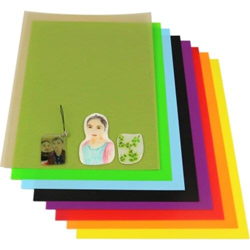 10Pcs A4 Size Multicolor Shrinks film Plastic Sheet DIY Resin decorating unprintable films Toys Craft Material 0.3mm thickness