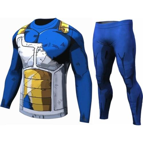 2021 Men T Shirt Homme Compression Costume Harajuku Cosplay Anime Tshirt Son Goku T-shirts Fitness Leggings Shorts Sportwear