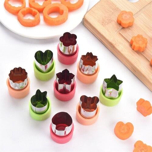3Pcs/set Vegetables Cutter Star Heart Shape Stainless Steel Fruit Cutting Die Plastic Handle Fondant Cake Cookie Plunger Mould