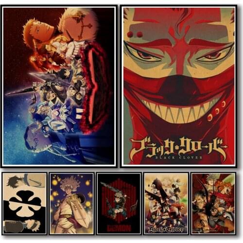 32 Designs Anime Black Clover Kraftpaper Poster Art Painting Abstract Fancy Wall Sticker for Coffee House Bar 2