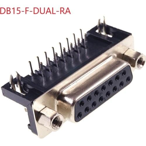 5Pcs D-SUB 15 Position Connector Receptacle Female Socket 15 Pin 2 Rows Pin Right Angle Through PCB Rectangular I/O Connectors