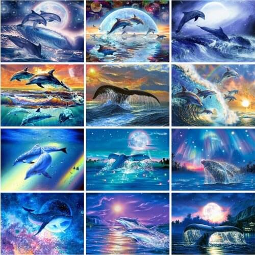 5D Diamond Painting Dolphin Cross Stitch Diamond Embroidery Animals Picture Rhinestones Mosaic Handmade Art Kits Sale Home Decor