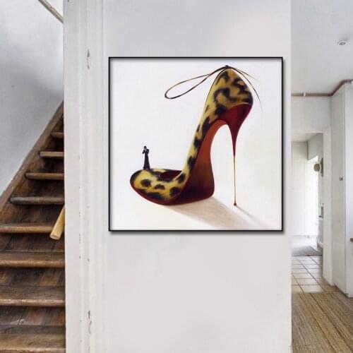 Abstract Gentleman in Leopard High Heels Canvas Posters Wall Art Print Modern Painting Nordic Kid Bedroom Decoration Picture
