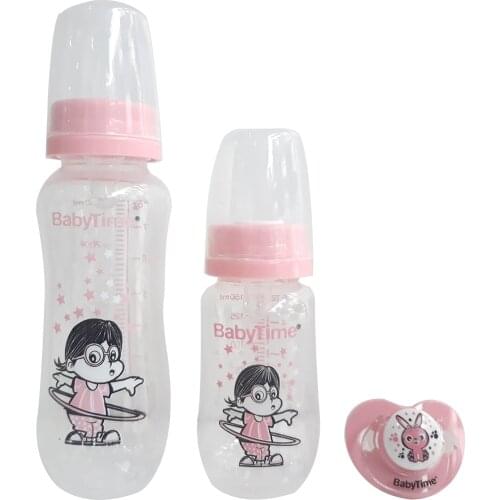 Babytime Pink 3'lü Newborn Baby Bottle Set