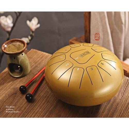 Alloy Steel Tongue Drum 8 Inch 11 Tones with 1 Pair Mallets + Storage Drum Bag With Drumsticks Carrying Percussion Instruments