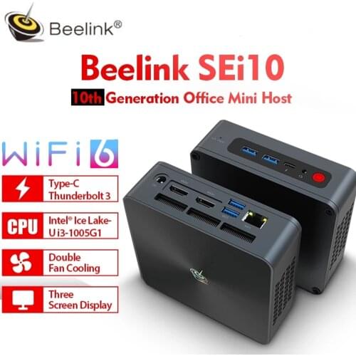 BEELINK SEi10 Office Mini PC 3.4Ghz Intel i3-1005G1 WIFI 6 4K UHD Three Screen Display MINI PC Windows 10 Computer Gaming TV BOX