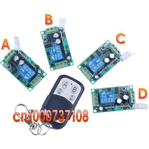 Free shipping 12V 1ch wireless remote control switch Transmitter &4 receiver Smart home control system Light control z-wave