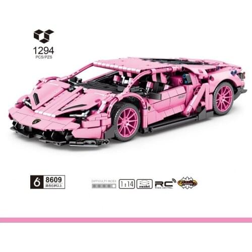 SEMBO Blocks Luxury Pink Car Toy Building Bricks Famous Vehicle Model Kids Toys for Children Birthday Gifts Girl Juguetes 8609