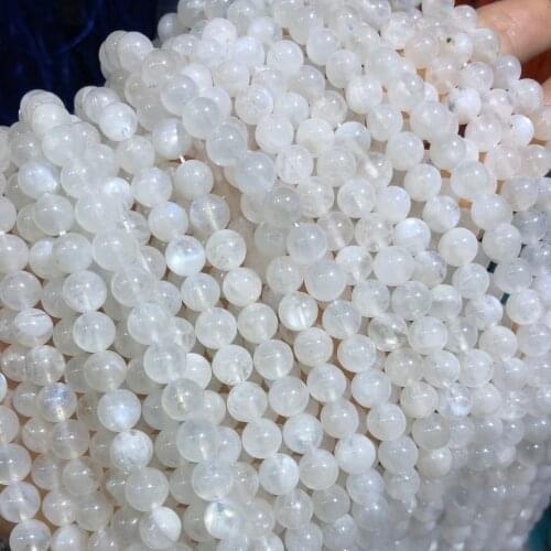 New Fashion Natural Blue Moonstone Beads Round Loose Spacer Beads for Making DIY Necklace Bracelet Jewelry Accessories
