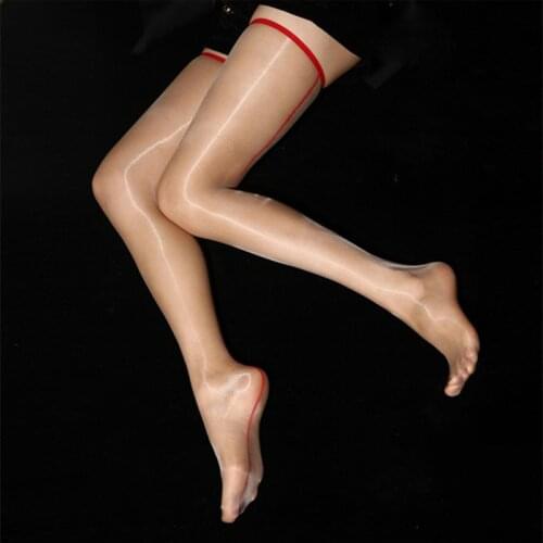Sexy Oil Stockings Women Over Knee Shine Thigh High Stockings Shinny Transparent Back Line Women Stockings Summer Medias Hosiery