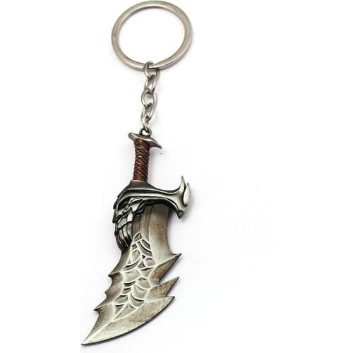 Game Jewelry Keychain God Of War Axe Holder Metal Weapon Keyring Kratos Blades For Men Car Accessory