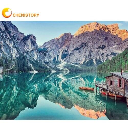 CHENISTORY Lakes Diy Pictures By Number Landscape Kits Home Decoration Painting By Number Adults Natural HandPainted Art Gift