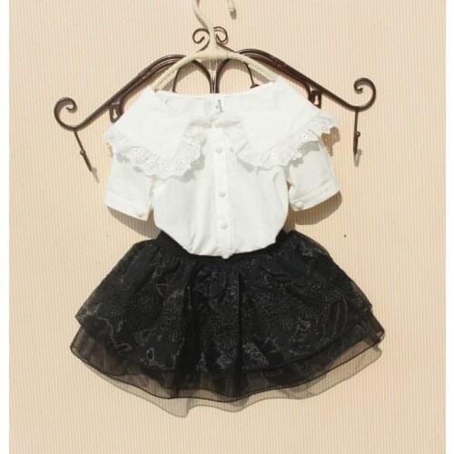 Summer 2019 kids clothes girls sets clothing cotton white t-shirt+tutu skirt 2-piece suit school girls outfits children clothes