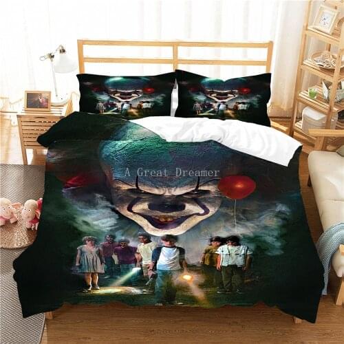 Evil Clown Series Bedding Set Horror Duvet Covers Luxury Bedclothes With Pillowcase (No Sheet) 2/3Pcs Design Bed Linens