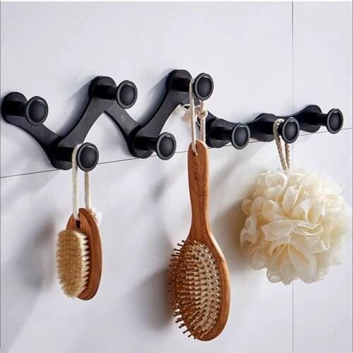 Robe Hooks Silver Aluminum Clothes Hat Hooks Door Hooks Kitchen Wall Hanger Folding Coat Hooks Bathroom 2/4/6/8 Hardware Hooks