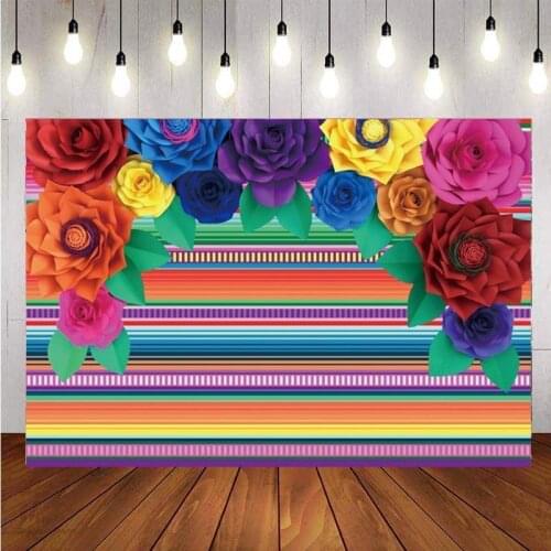 Mexican Fiesta Backdrop Adult Happy Party Colour Flower Photo Background Decor Banner Studio Prop
