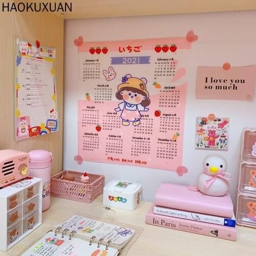 Kawaii Tapestry Wall Hanging Korean Background Cloth Ins Cute Wall Decor 2021 Calendar Tapestry Wall Send Stickers